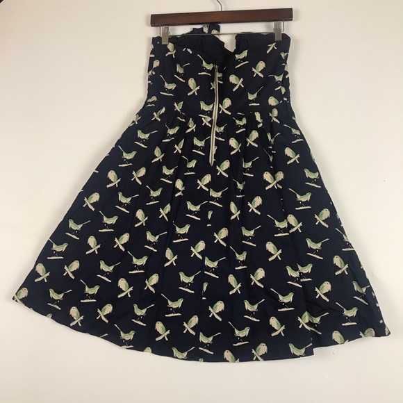 Porridge sing sweetly bird navy sweetheart dress strapless Sz 6 - Picture 4 of 6